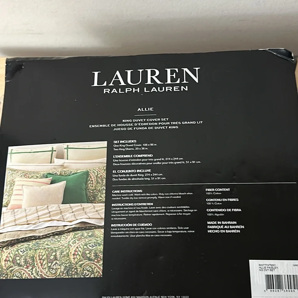 Lauren King Allie Paisley Green Duvet Cover 3 Piece Set AND Linen Euro Sham